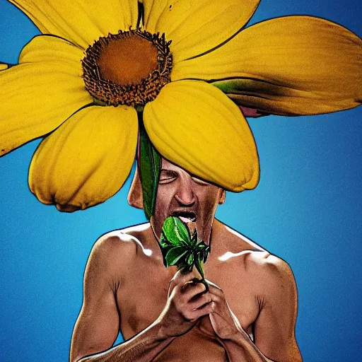 Prompt: man violently farting on a flower, graphic, photorealistic, detailed