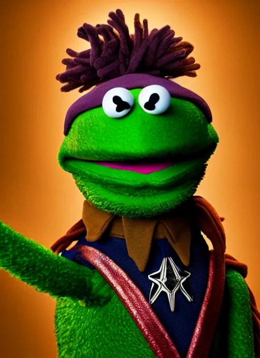 Prompt: studio portrait still of muppet!!!!! loki!!!!!! from avengers infinity war as a muppet muppet as a muppet, 8 k, studio lighting, key light,