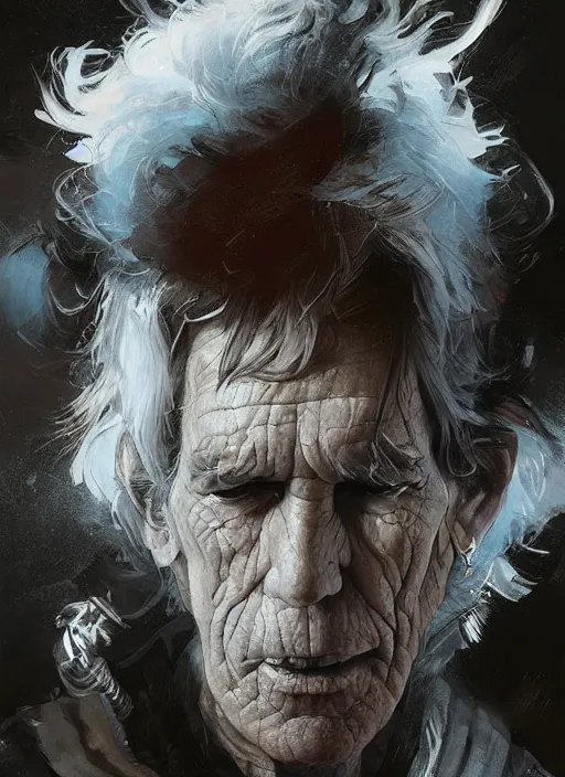 Image similar to Portrait of Keith Richards, marvel comics, dark, intricate, highly detailed, smooth, artstation, digital illustration by Ruan Jia and Mandy Jurgens and Artgerm and Wayne Barlowe and Greg Rutkowski and Frank Frazetta