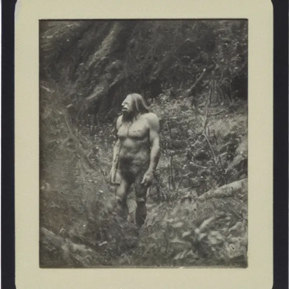 Prompt: polaroid Neanderthal from 18th century france shots by Tarkovsky