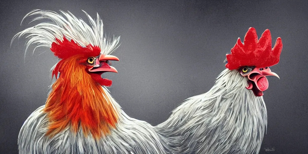 Image similar to digital painting of an angry rooster, by willian santiago and karl wilhelm de hamilton