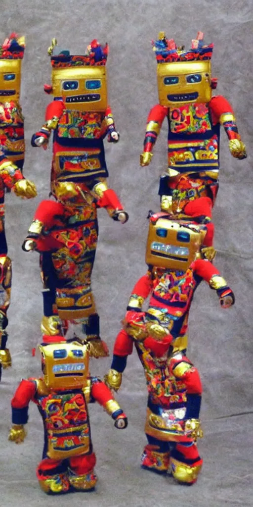 Prompt: extremely happy dancing inca robots