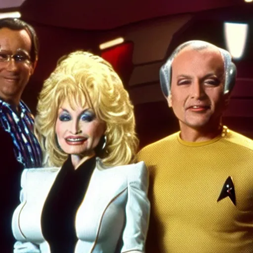 Image similar to Dolly Parton guest stars on an episode of Star Trek: Deep Space Nine