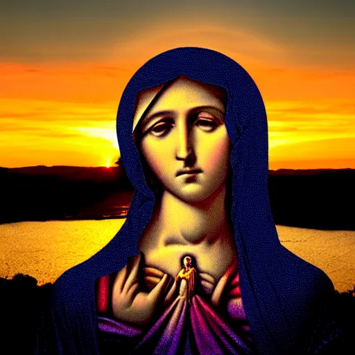 Image similar to shape of virgin mary face in sunset clouds