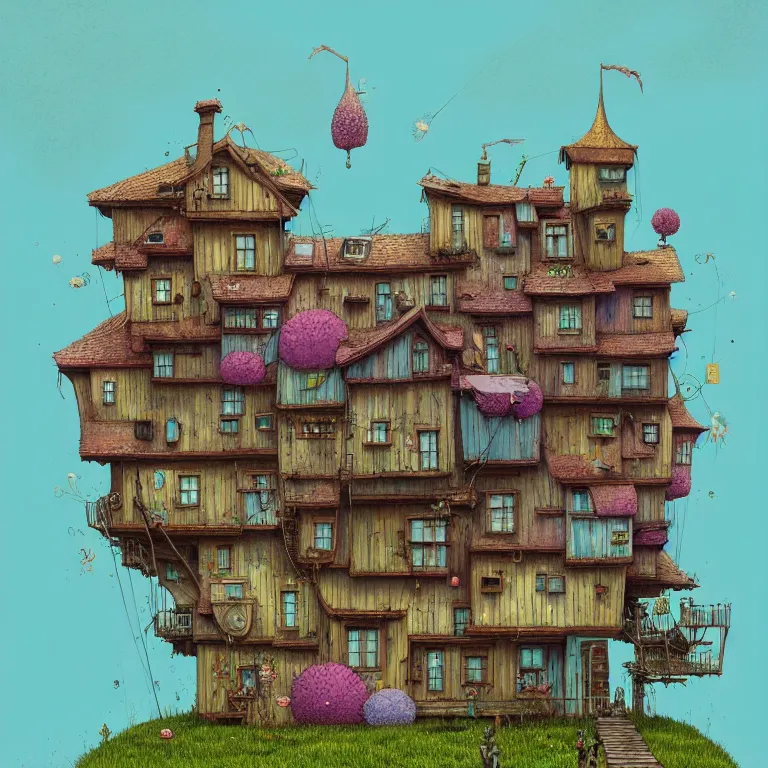 Image similar to house by alibaba, art by gediminas pranckevicius, geof darrow, dark shadows, hard lighting, floralpunk, inking, etching, screen print, masterpiece, trending on artstation, sharp, pastel high contrast hd, 8 k hyper detailed