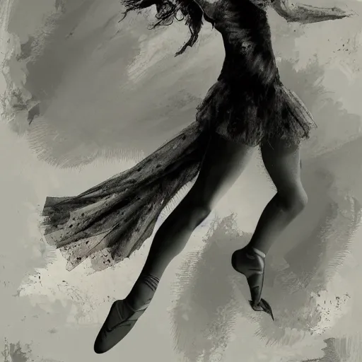 Image similar to prima ballerina, digital art, post apocalyptic, fantasy, calligraphy