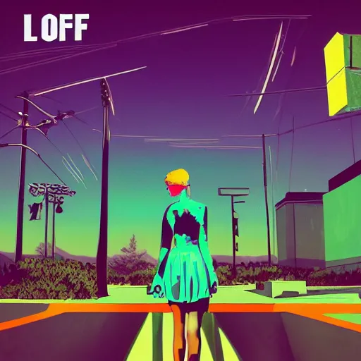 Image similar to lofi vaporwave retro futurism album artwork underground unknown lonely girl