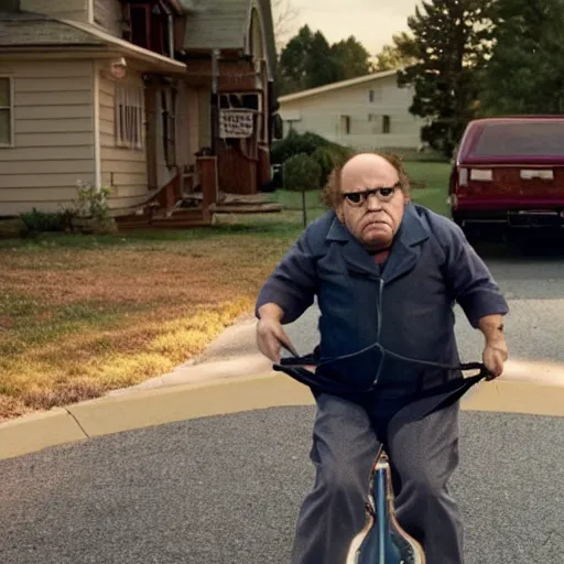 Image similar to A still of Danny Devito in Stranger Things