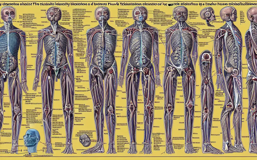 Image similar to techno - spiritual diagram of humanity's future evolution, scientific anatomical diagram