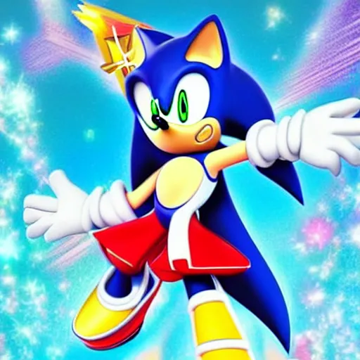 Image similar to Sonic the Hedgehog magical girl transformation in the style of Sailor Moon, 90s anime, beautiful