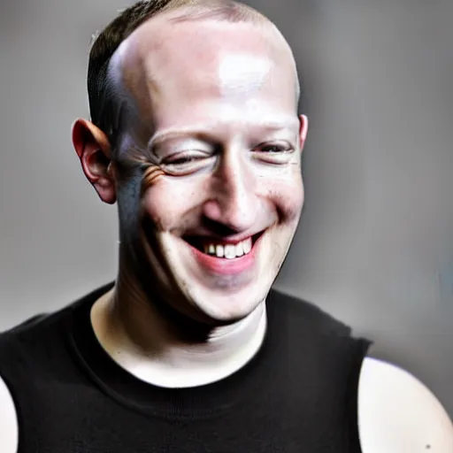 Image similar to Photography of Bald Smiling Mark Zuckerberg