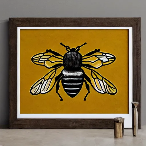 Prompt: bee art in print