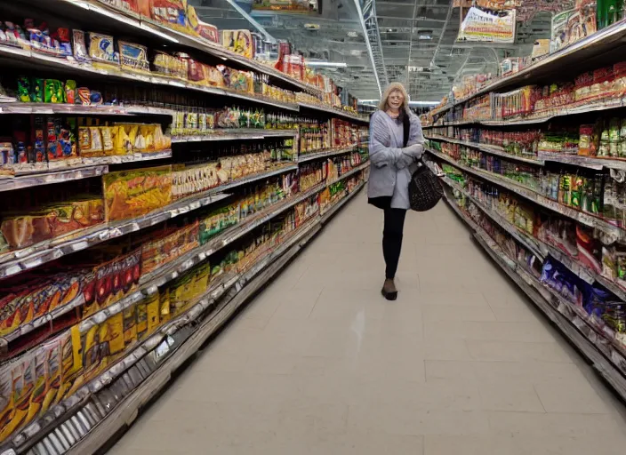 Image similar to angel in a grocery store, cinematic grade, volumetric light, photorealistic,, award winning photo, 100mm, sharp, high res