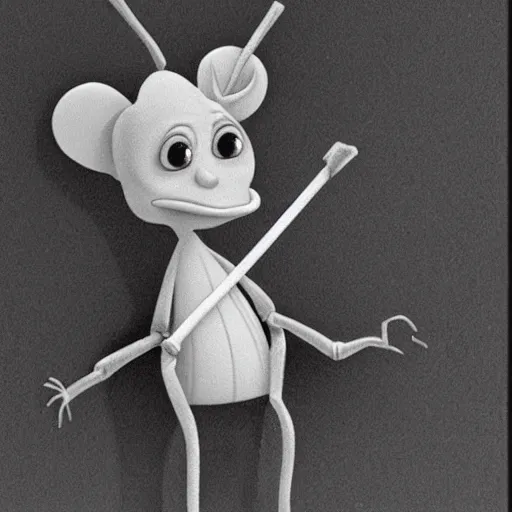 Image similar to cartoon ant with a sad, depressed expression holding a bindle