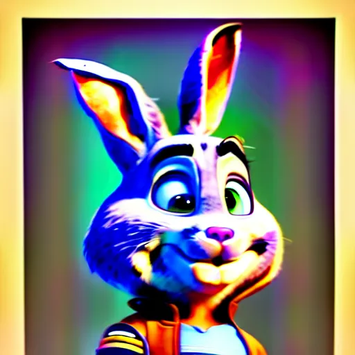 Prompt: a detailed 3d render of Vin Diesel disguised as Judy Hopps, character design, in the style of chris trejo and norman rockwell, ornate, photosynthetic,8k,award winning art, imdb,