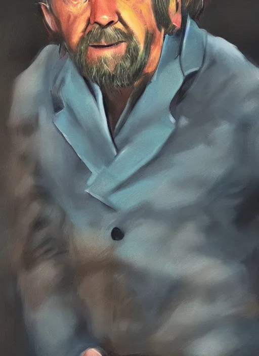 Image similar to alan watts in monk uniform falling across in the universe realism expressionism style digital painting highly detailed photorealistic, featured on artstation