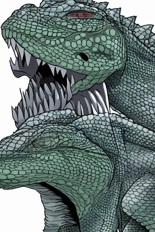 Image similar to lizardman, gray scales, anime, hd,