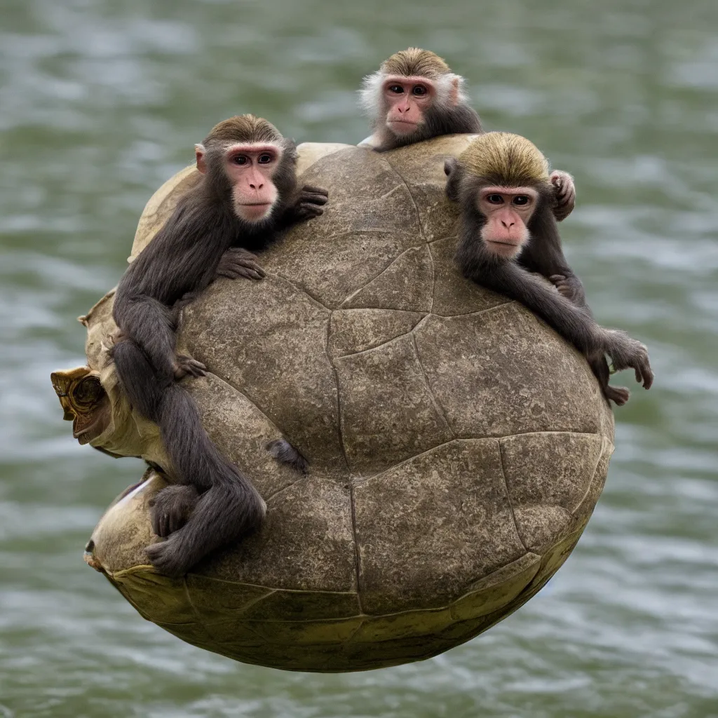 Image similar to nature photograph of a monkey sitting on the back of a turtle. turtle. turtle. national geographic