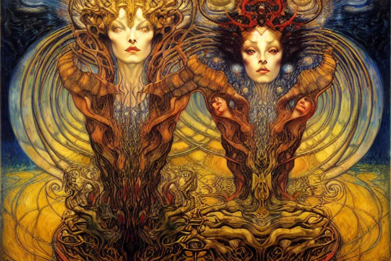 Image similar to Divine Chaos Engine by Karol Bak, Jean Delville, William Blake, Gustav Klimt, and Vincent Van Gogh, symbolist, visionary