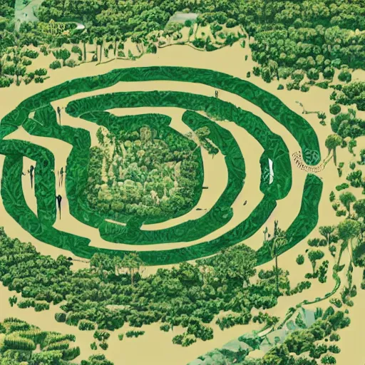 Image similar to a illustration of an architectural plan view of a labyrinth of the deforestation in amazona crisis