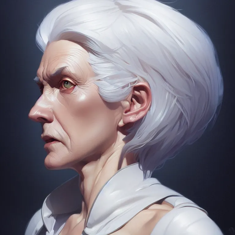 Prompt: gallent whitehaired portrait, sci-fi face, elegant, highly detailed, digital painting, artstation, concept art, smooth, sharp focus, illustration, art by artgerm and greg rutkowski and alphonse mucha