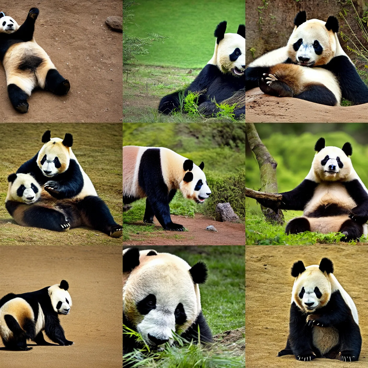 Prompt: a giant panda with a zebra body, national geographic photo award