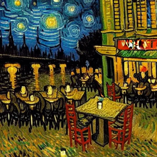 Prompt: the night cafe by vincent van gogh