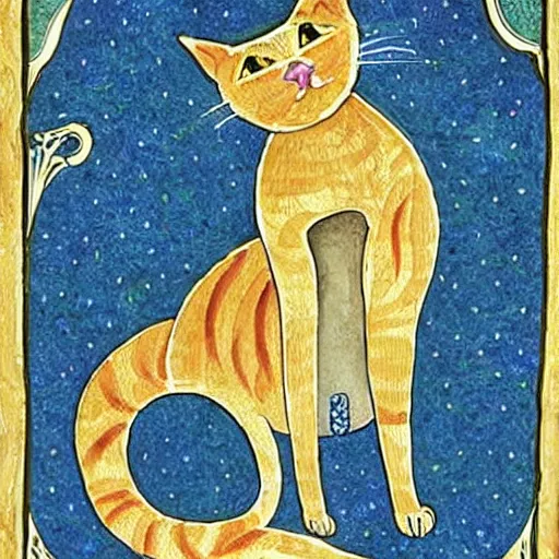 Image similar to illuminated manuscript cat illustrations