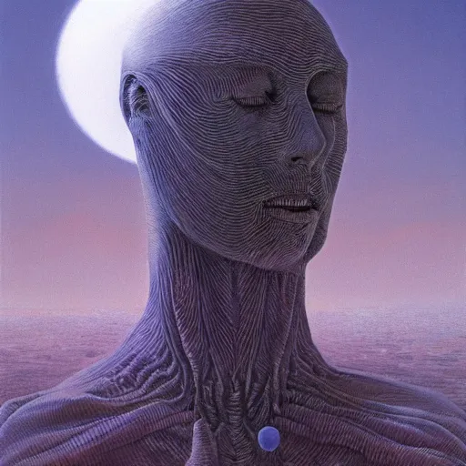 Prompt: the queen of the moon by zdzisław beksiński, dariusz zawadzki, jeffrey smith and h.r. giger, oil on canvas, 8k highly professionally detailed, trending on artstation