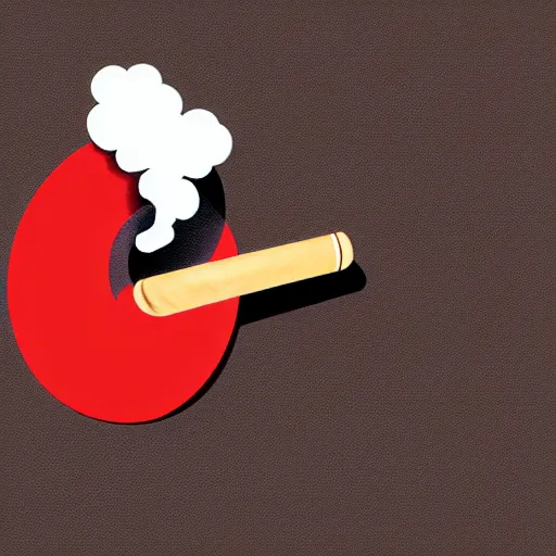 Image similar to cigar with smoke wafting up from it on a red background, logo