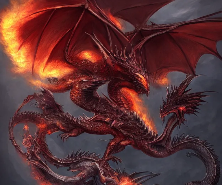 Prompt: dragons, dark fantasy, concept art, highly detailed, phoenix flames