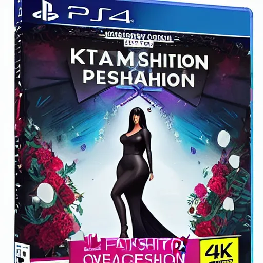 Image similar to video game box art of a ps 4 game called kim kardashian's fashion contest, 4 k, highly detailed cover art.