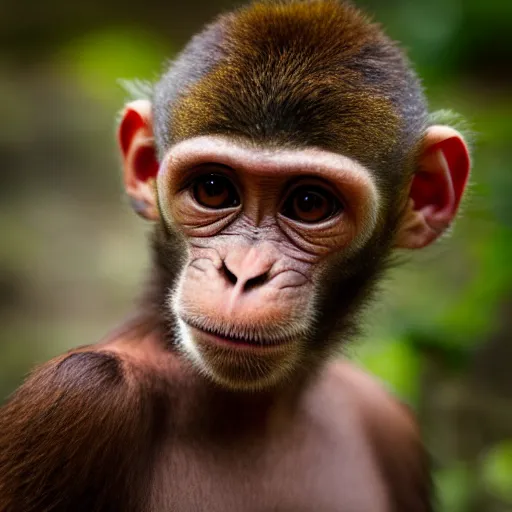 Prompt: A guy with a monkey head, human monkey hybrid, (EOS 5DS R, ISO100, f/8, 1/125, 84mm, postprocessed, crisp face, facial features)