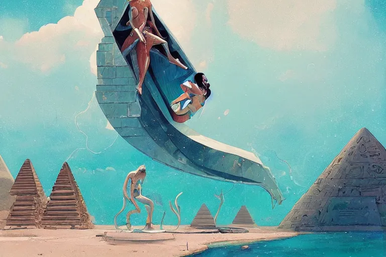 Image similar to lee jin - eun in astronaut dress emerging from turquoise water in egyptian pyramid by peter mohrbacher, android james, conrad roset, m. k. kaluta, martine johanna, rule of thirds, elegant look, beautiful, luxurious