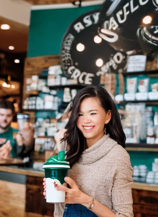 Image similar to a full portrait photo of real - life starbucks logo, f / 2 2, 3 5 mm, 2 7 0 0 k, lighting, perfect faces, award winning photography.