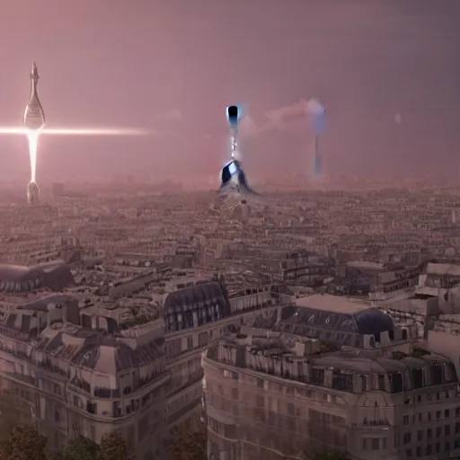 Prompt: Paris ufo invasion, 4k, volumetric lighting, french nouveau, trending on artstation, octane render, hyperrealistic
