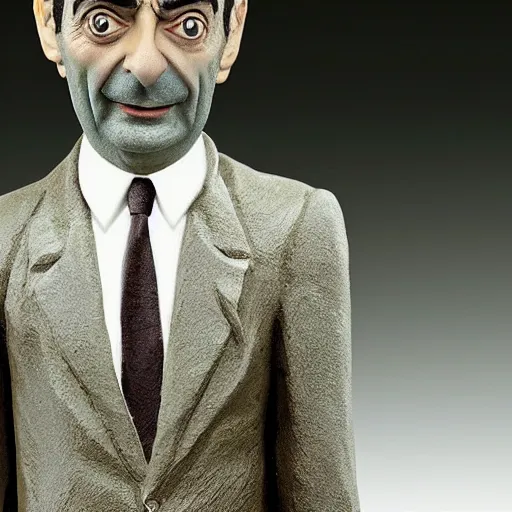 Prompt: Maquette statue of Mr. Bean