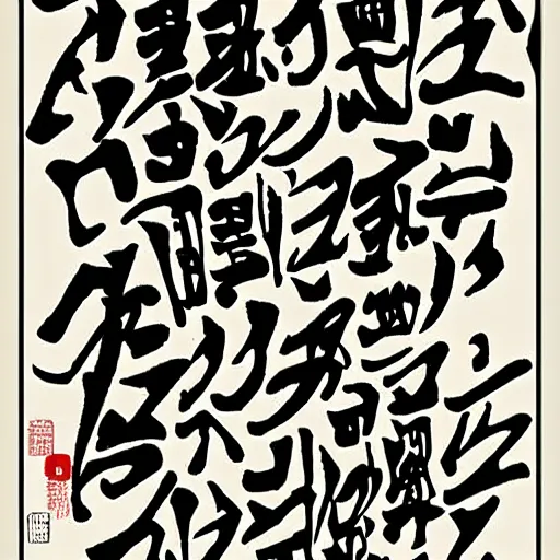 Prompt: calligraphy poster by inio asano,