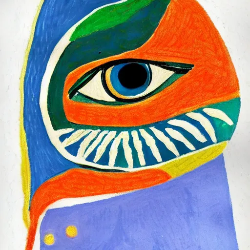 Image similar to horus eye illustration, 4 k, in the style of matisse, monet, botticelli, light and warm, high detail