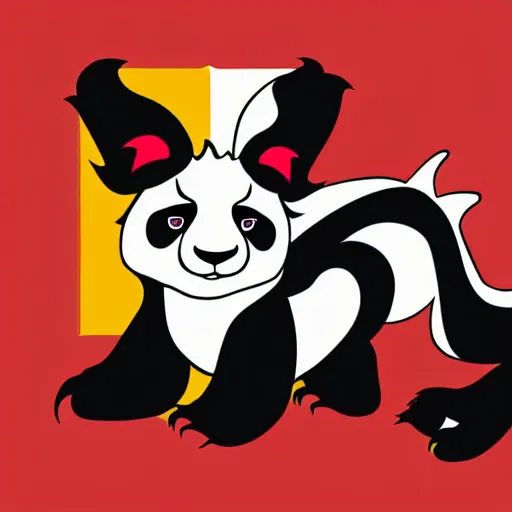 Image similar to vector art of welsh dragon and cute panda mixed, intercrossed, chimera, welsh flag, adobe illustrator