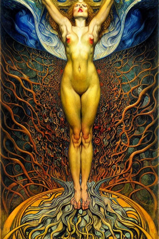 Image similar to Divine Chaos Engine by Karol Bak, Jean Delville, William Blake, Gustav Klimt, and Vincent Van Gogh, symbolist, visionary