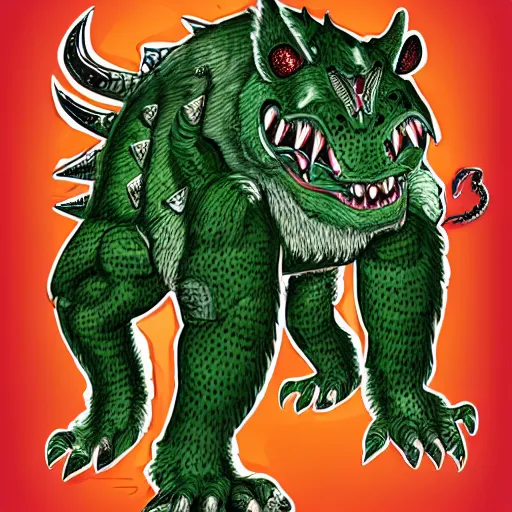 Prompt: wisconsin hodag, dungeons and dragons illustration