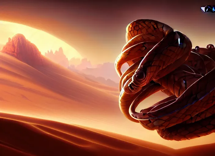 Prompt: snake in a plane mars like desert, amazing masterclass portrait of the, hearthstone splash art, deiv calviz, splash art, natural light, elegant, intricate, fantasy, atmospheric lighting, by greg rutkowski, hearthstone splash art, hd wallpaper, ultra high details, cinematic composition, professional master piece made in one year