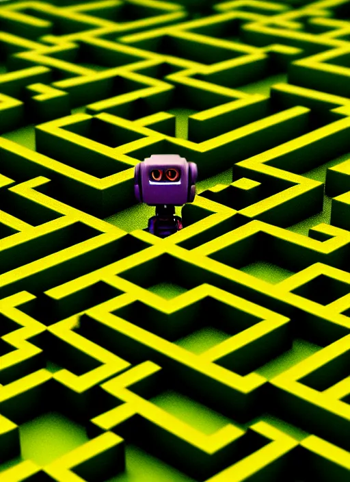 Image similar to robot in a maze by greg rutkowski and andreas rocha, tilt shift, ultra realistic, lush colours, unreal engine, trending on artstation, 4 k