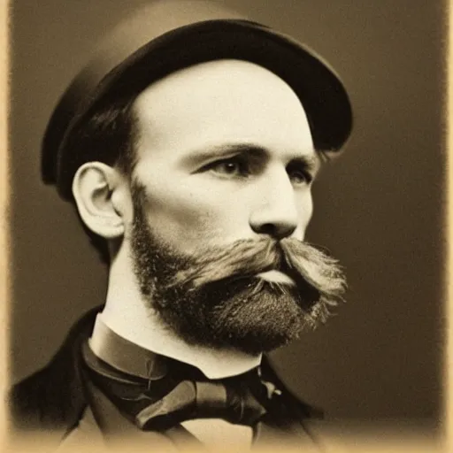 Image similar to A photograph portrait of Jerma985 in the mid-late 1800s with a top hat and beard, taken in the mid-late 1800s, grainy, taken on a Field View Camera, realistic, hyperrealistic, very realistic, highly detailed, very detailed, extremely detailed, detailed, digital art, trending on artstation