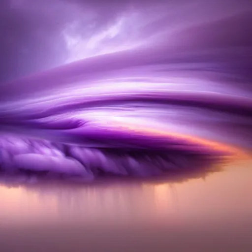 Image similar to amazing photo of a purple clouds in the shape of a tornado by marc adamus, digital art, beautiful dramatic lighting