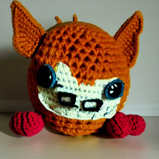 Prompt: angry crochet eevee