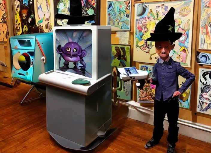 Image similar to strange machine that makes copies of small weird beings by craola