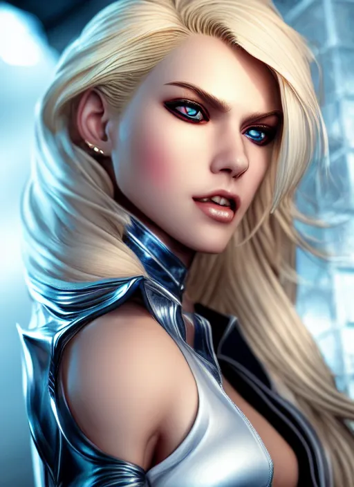 Prompt: photo of a gorgeous blonde female in cyperpunk city, realistic, sharp focus, 8 k high definition, insanely detailed, intricate, elegant, art by and stanley lau and artgerm, greg kutkowski, high contrast dramatic lighting