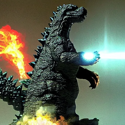 Image similar to godzilla smoking weed